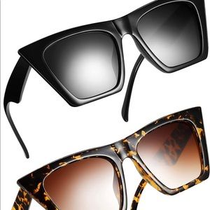🆕 🔴Buy2️⃣Get 1️⃣🆓 Set of 2 Square Cat Eye Sunglasses for Women